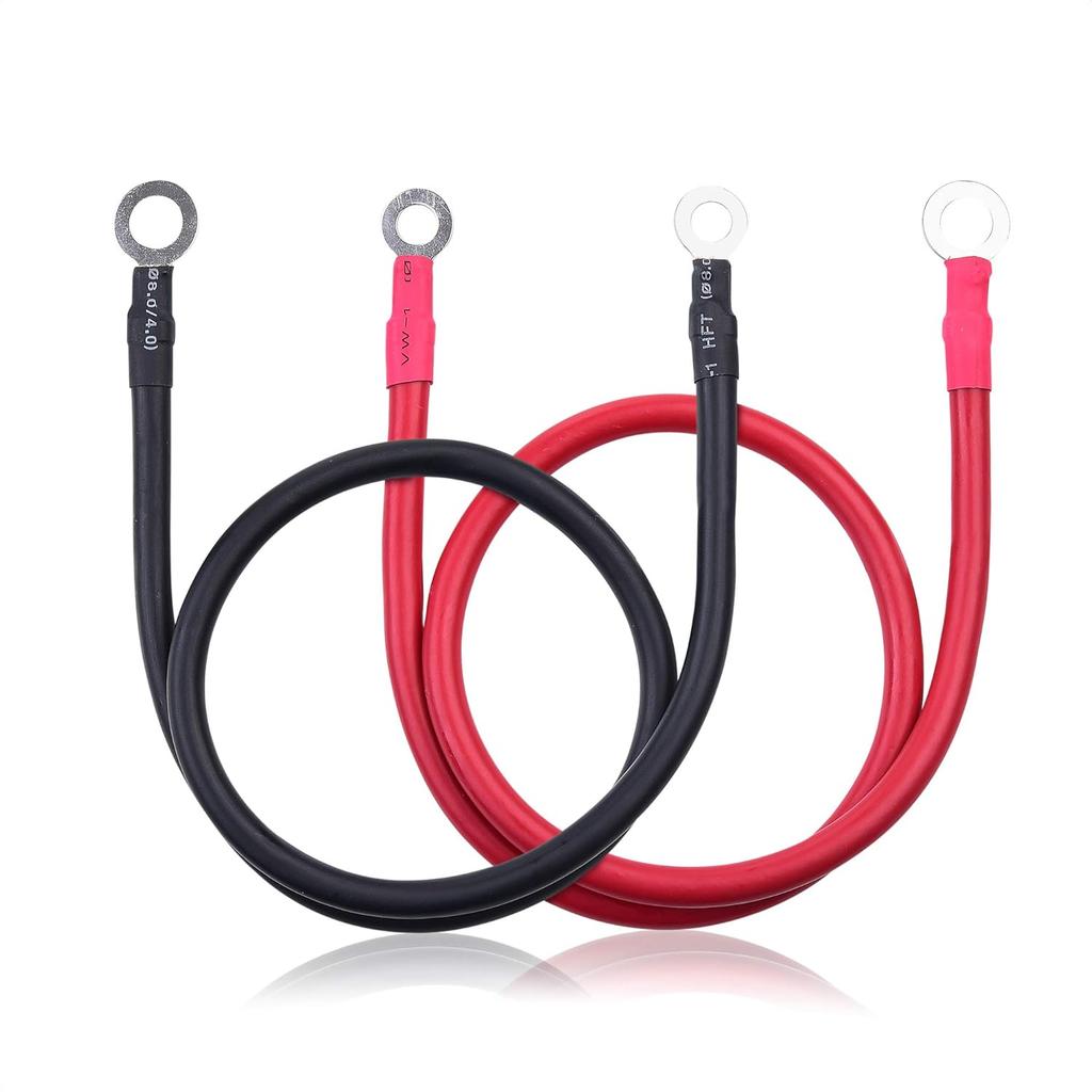 Cable Matters 6 Gauge Battery Cable Inverter Power Cable with Oxygen-Free Copper 2 Feet - Black + Red 2 Piece Set