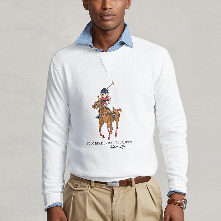 Polo Ralph Lauren Polo Bear And Big Pony Crewneck Long Sleeve Sweatshirt Men sweatshirt White MNPOKNI16821483