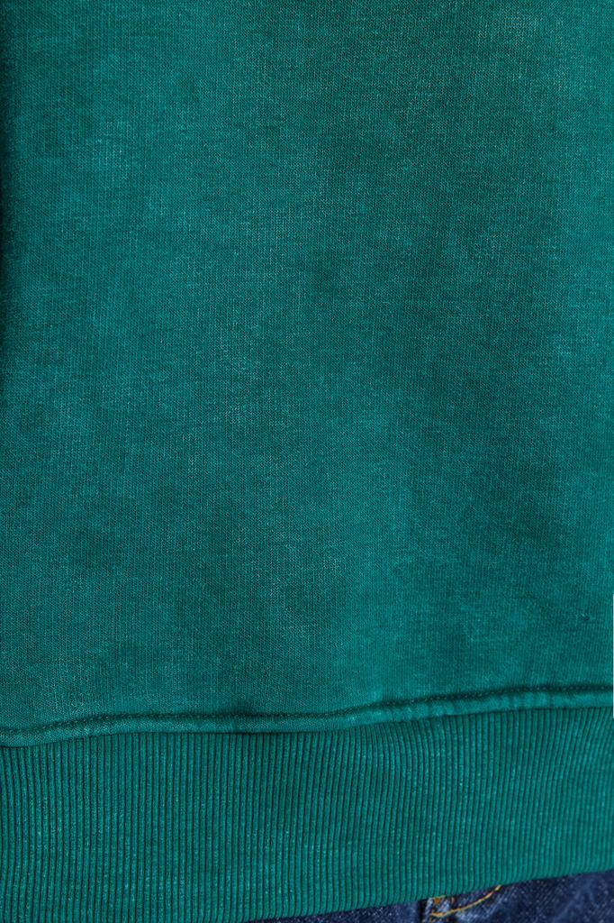 Women's Fashion New Sweatshirt Emerald Green Vintage Faded Effect Thick Inside Fleece Oversize Wide Fit Sweatshirt