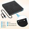 Внешний CD/DVD-привод, USB 3.0 DVD CD-резак с 2 портами USB и 2 слотами для карт TF/SD, DVD-плеер для ноутбука, Mac, ПК, Windows 11/10