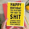 1pc Funny Birthday Card with Envelope - Suitable for Grandma, Grandpa, Mom, Dad's Humorous Birthday Greeting Cards - Crude Birthday Cards