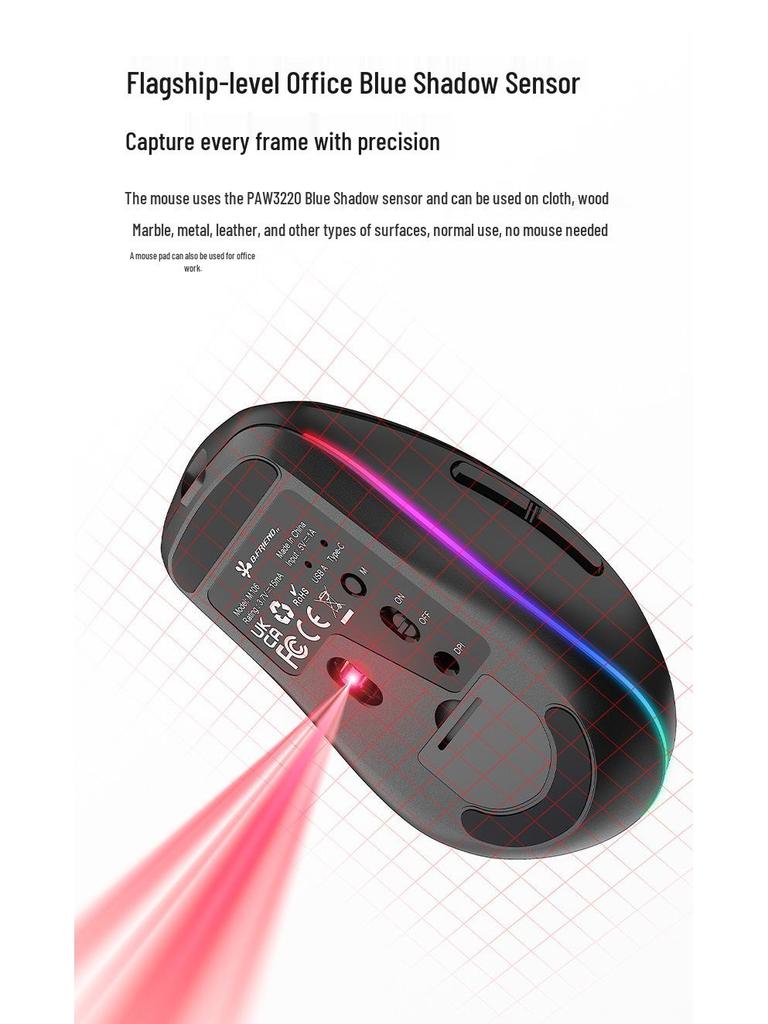 Беспроводная RGB-мышь M106 USB-C, двухрежимная и перезаряжаемая, для настольного компьютера, ноутбука и планшета