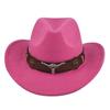 Solid Color Cowgirl Jazz Hat Woolen Party Cosplay Hat Vintage Western Cowboy Hat  Cycling Caps