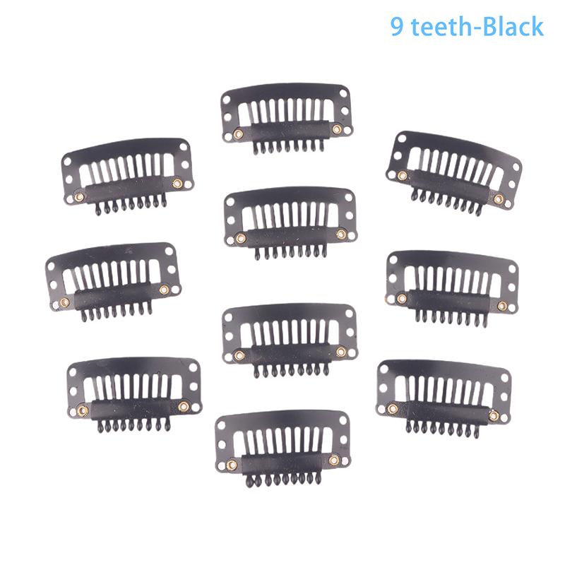 10 шт. Защелкивающиеся клипсы для париков с 9/10 зубцами, Портативные металлические защелкивающиеся заколки для волос для аксессуаров для наращивания волос, Инструмент10 шт. Клипсы для наращивания волос