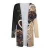 Women's Fashion Loose Casual Pocket Flower Print Long Sleeve Cardigan Jacket Tops