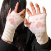 Plush Half Finger Gloves Soft Knitted Gloves Cute Fingerless Gloves  Winter