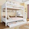 Children's Bunk Bed 90x200 Cm Loft Bed Drawer Wardrobe Storage Ladder Shelf Slatted Frame Pine Wood White (without Mattress)