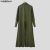 INCERUN Men Lapel Collar Long Puff Sleeve Buttons High Splits Long Shirts