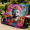 1pc Buddha Art, Butterfly Throw Blanket Polyester Fiber, Lightweight Flannel, Soft & Warm, All Season Use for Outdoor, Camping Digital Print
