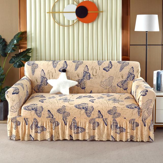 Рождественские чехлы на диван с рюшами для гостиной, чехол для дивана с принтом, чехлы для дивана, противоскользящие моющиеся диванные полотенца, диванная подушка