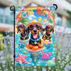 Hello Summer Garden ags Beach Dachshund Garden ag for Outside Dog Pool ags Sea Outdoor Decor Seaside Holiday Farmhouse EEZ