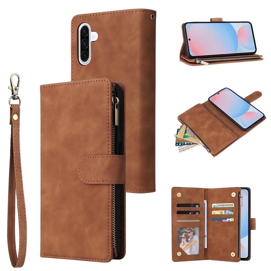For Samsung Galaxy A56 5G Case Zipper Wallet Multiple Card Slots Leather Phone Cover