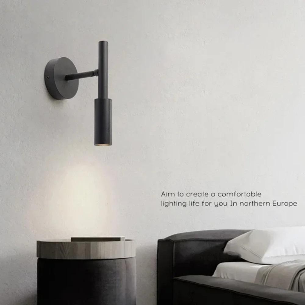 Minimalist Nordic Style Bedroom Background Wall Lamp Bedside Reading Light Study Lighting Design Sense Living Room Black White