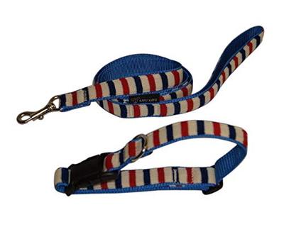 Ошейник Kafkaf BO Поводок и ошейник с полосами Tricolor Франция M