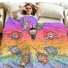 Kawaii Bubu Print Flannel Blanket High Quality Warm Comfortable Cover for All Seasons Perfect for Gifts Home Decor