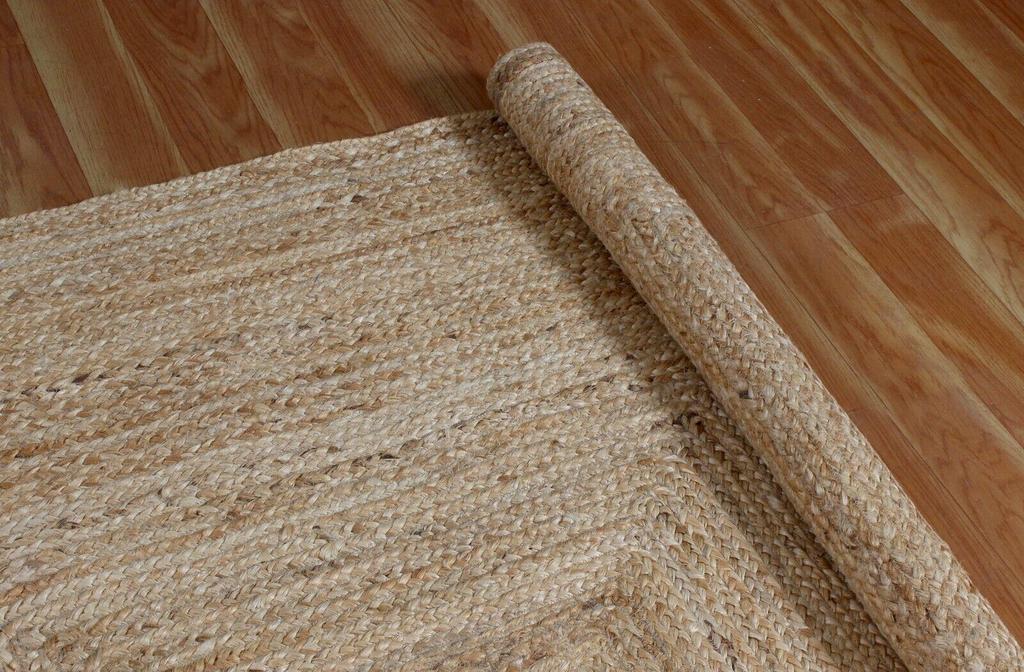 Jute Rug 100% Natural Jute Cotton Rug Handmade Reversible Area Carpet Modern Rug