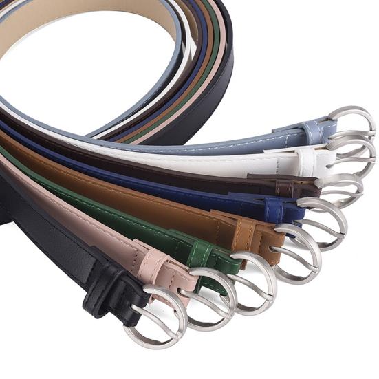 Женский ремень с несколькими отверстиями, регулируемая длина, круглая пряжка, пояс из искусственной кожи, платья, рубашки, свитера, джинсы, тонкий ремень