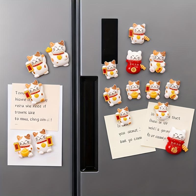 5pcs Lucky Cat Fridge Magnets with Money Holder - Fortune Attracting Good Luck Charm, Resin Lucky Cat Magnets for Refrigerator
