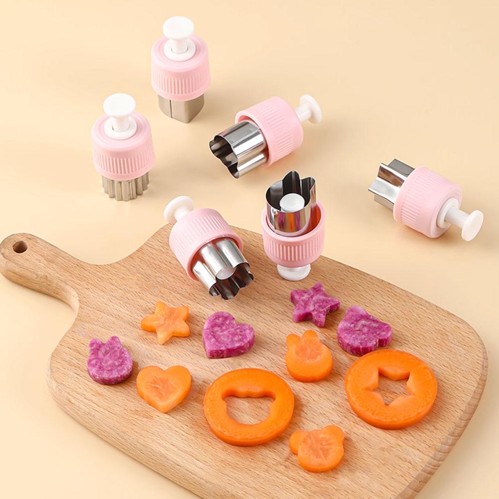 Kids Bento Box Decorating Cutter Set Vegetable Fruit Shapes for Cookie Stamps Lunch Making Kit
