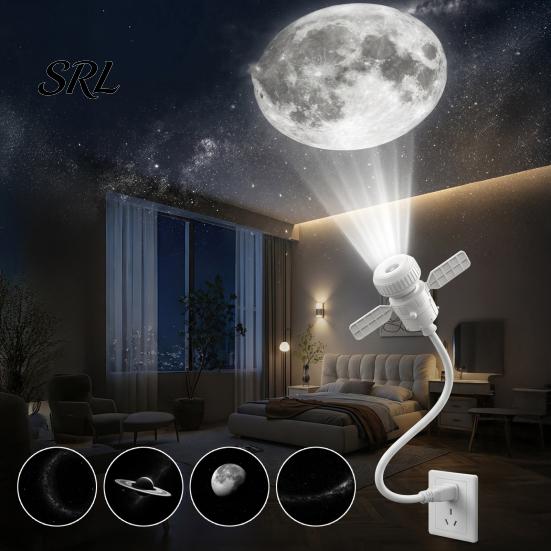 Unique Gift for Friends Star Projector Night Light, USB Space Moon Lamp Car Adjustable Scene Lighting Bedroom, Creative Live Stream Background