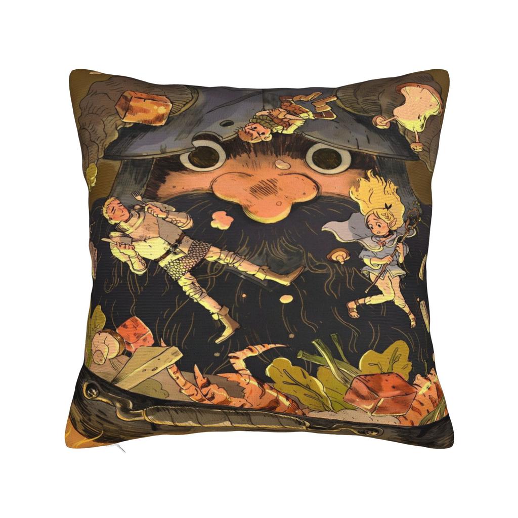Dungeon Meshi Senshi Anime Pillow Case Funny Pillow Cover Square Pillowcases For Living Room Chair
