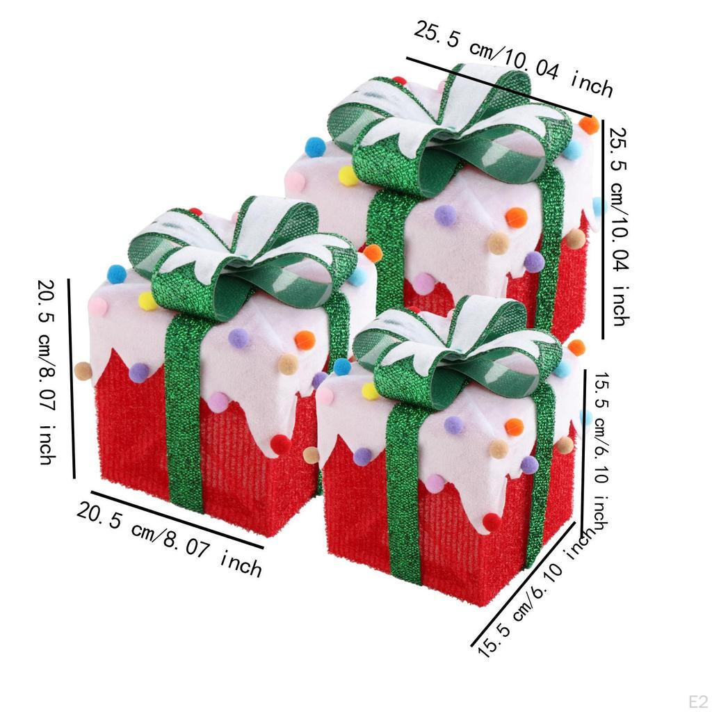 3 шт. рождественские светящиеся подарочные коробки украшения наружное украшение светодиодные огни