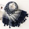 Spring Autumn Fashion Luxury Brand Navy Blue Dot Viscose Shawl Scarf Women High Quality Print Hijabs and Wraps Muslim Sjaal