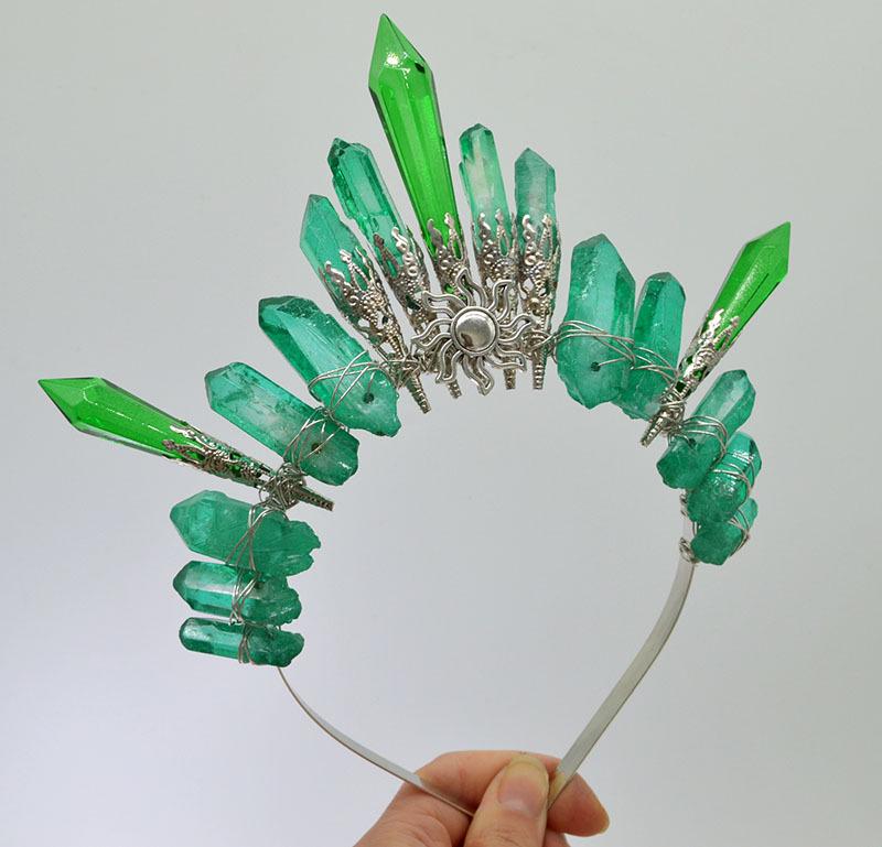 Ретро Серебряная Луна Хрустальная Стеклянная Корона Ободок