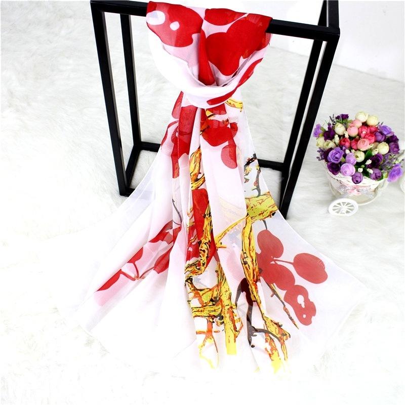 Silk Scarf For Women In Summer Fashionable Shawl Thin And Versatile Spring And Autumn Sand Scarf Long Chiffon Small Strip Scarf
