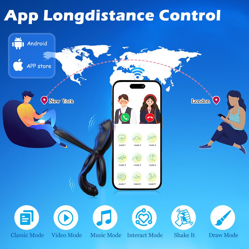 Cock Ring Vibrating for Men Ejaculation Delay Male Erectile Penis Ring G-Spot Clitoris Anal Stimulator Adult Sex Toy for Couples