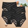 4 шт. женские кружевные трусики с высокой талией, сексуальное нижнее белье, прозрачные женские трусы, облегающие, больших размеров, брифы S-XXL