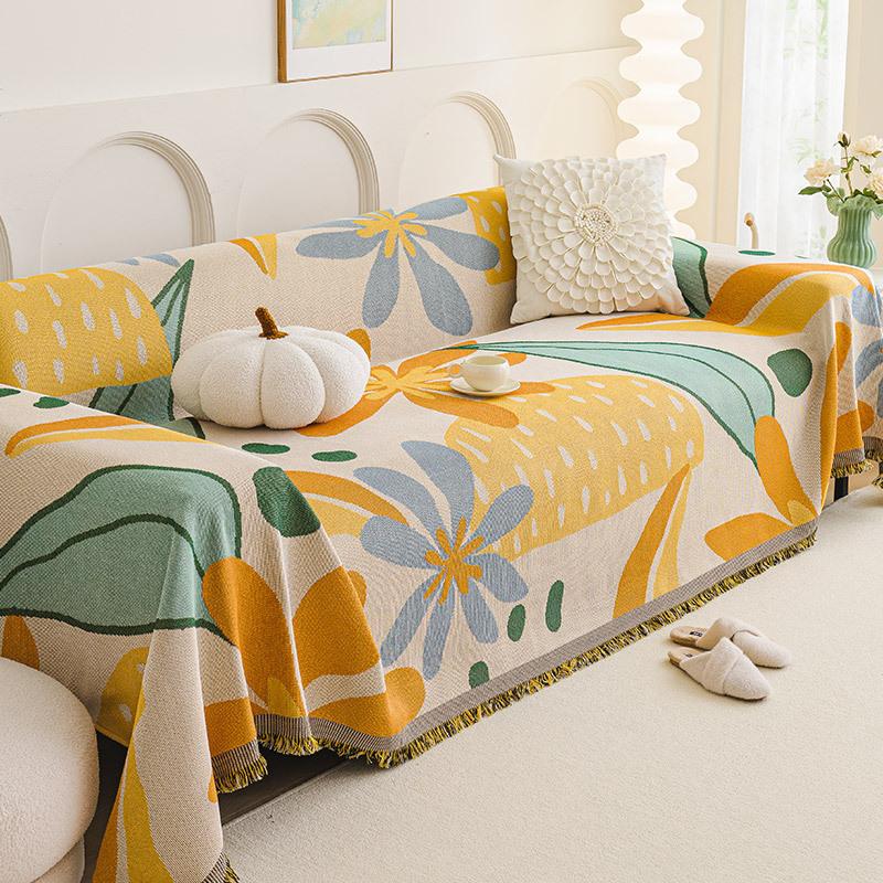 Винтажное шенилловое полотенце для дивана, жаккардовое, четыре сезона, универсальное одеяло для дивана, цельное полотенце с кисточками и каймой, в комплекте, чехол
