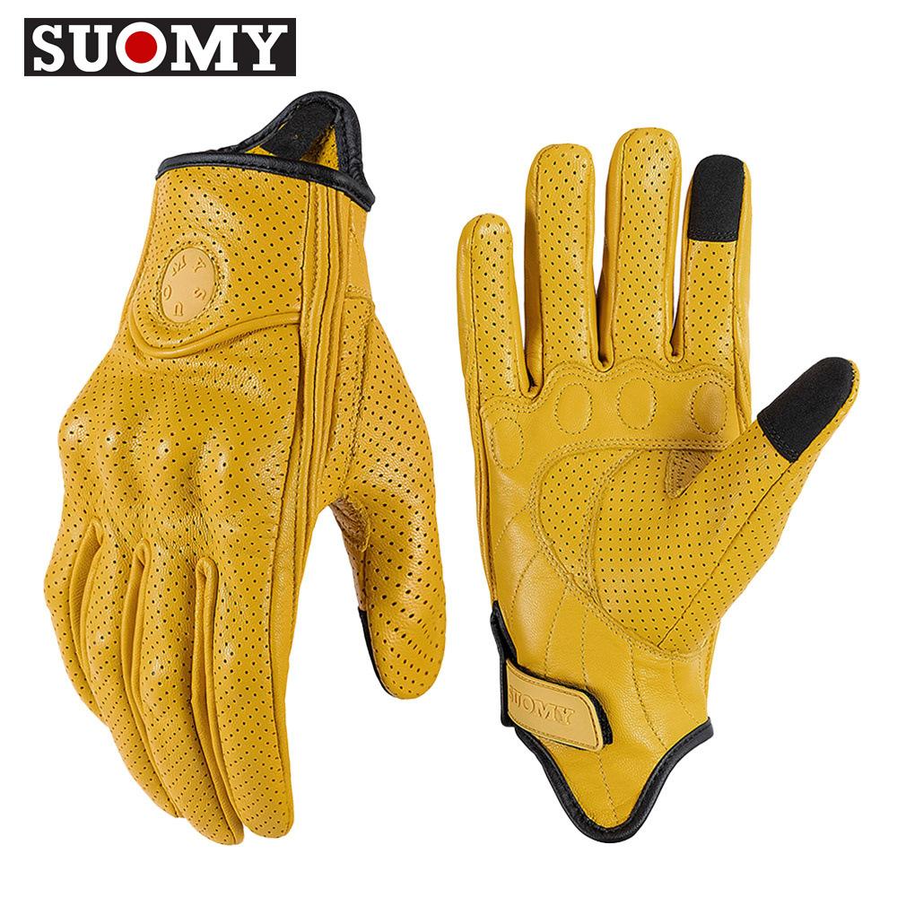 Cycling anti-drop gloves summer touch screen sheepskin retro locomotive men's and women's knight equipment