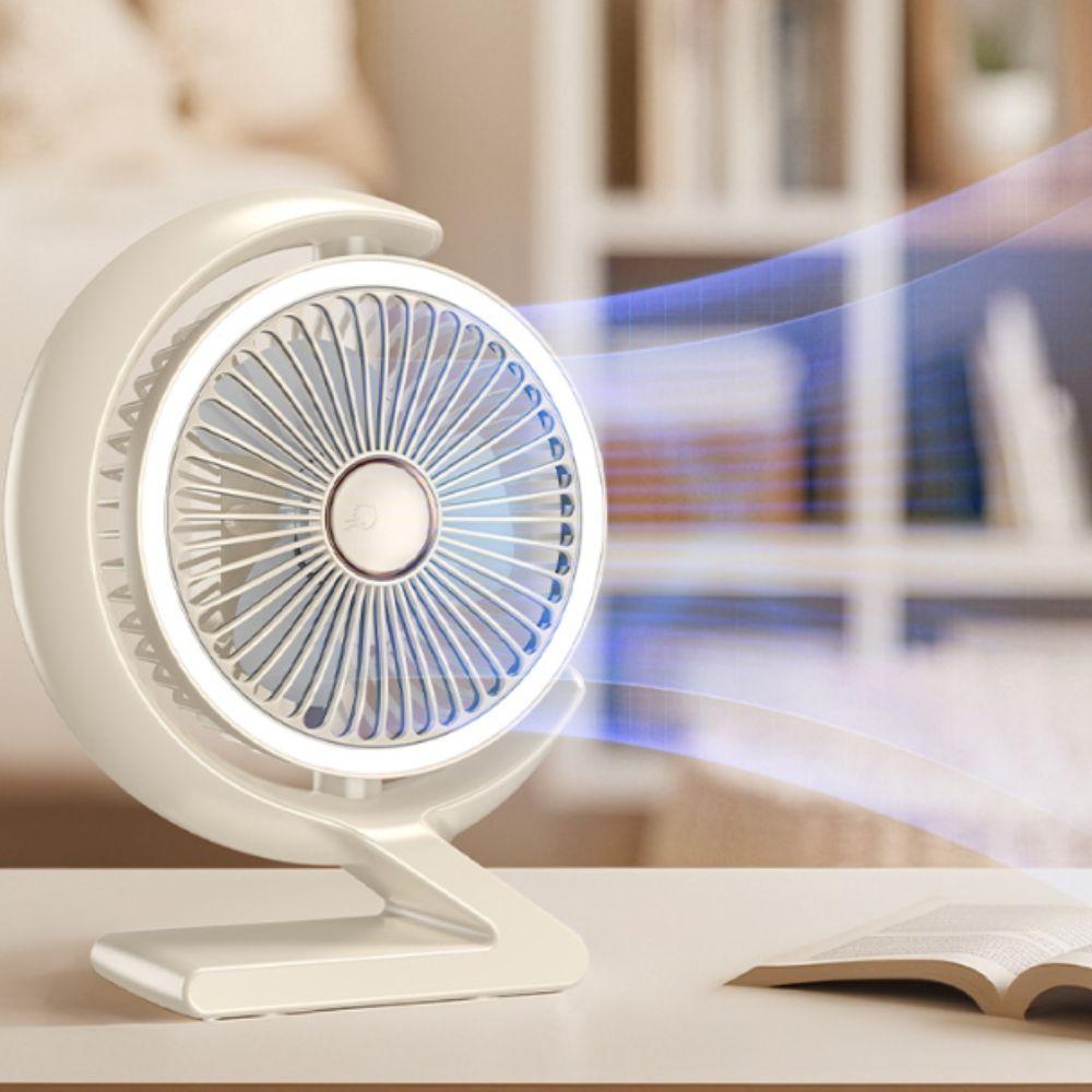 Crescent Shape Personal Air Circulator LED Light Table Cooling Fan Portable Fan  Home Office