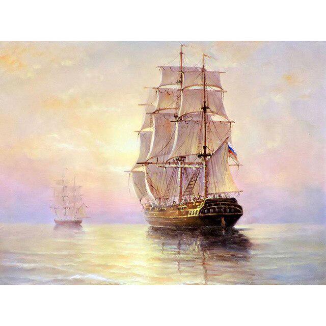 Алмазная мозаика корабль