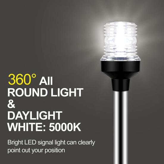 Yousheng Светодиодный кормовой огонь Водонепроницаемый IP67 Белый Складной Задний навигационный огонь для лодки Ходовой огонь для понтонов Рыбалки Бассовых Джон-лодок