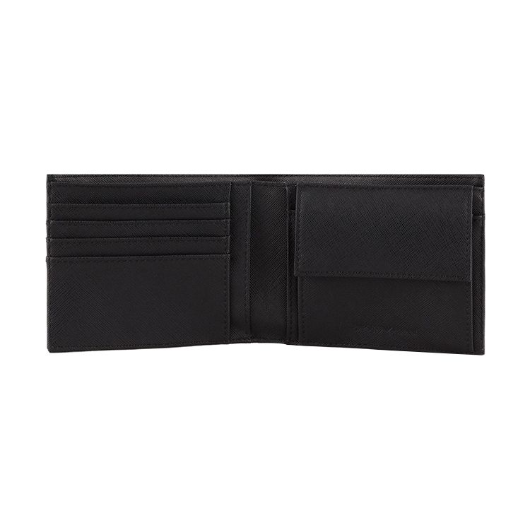 Emporio Armani Классический Короткий Складной Кошелек-Тройка из Полиэстера с Логотипом Орла Мужской кошелек Черный Y4R165-Y138E-81072