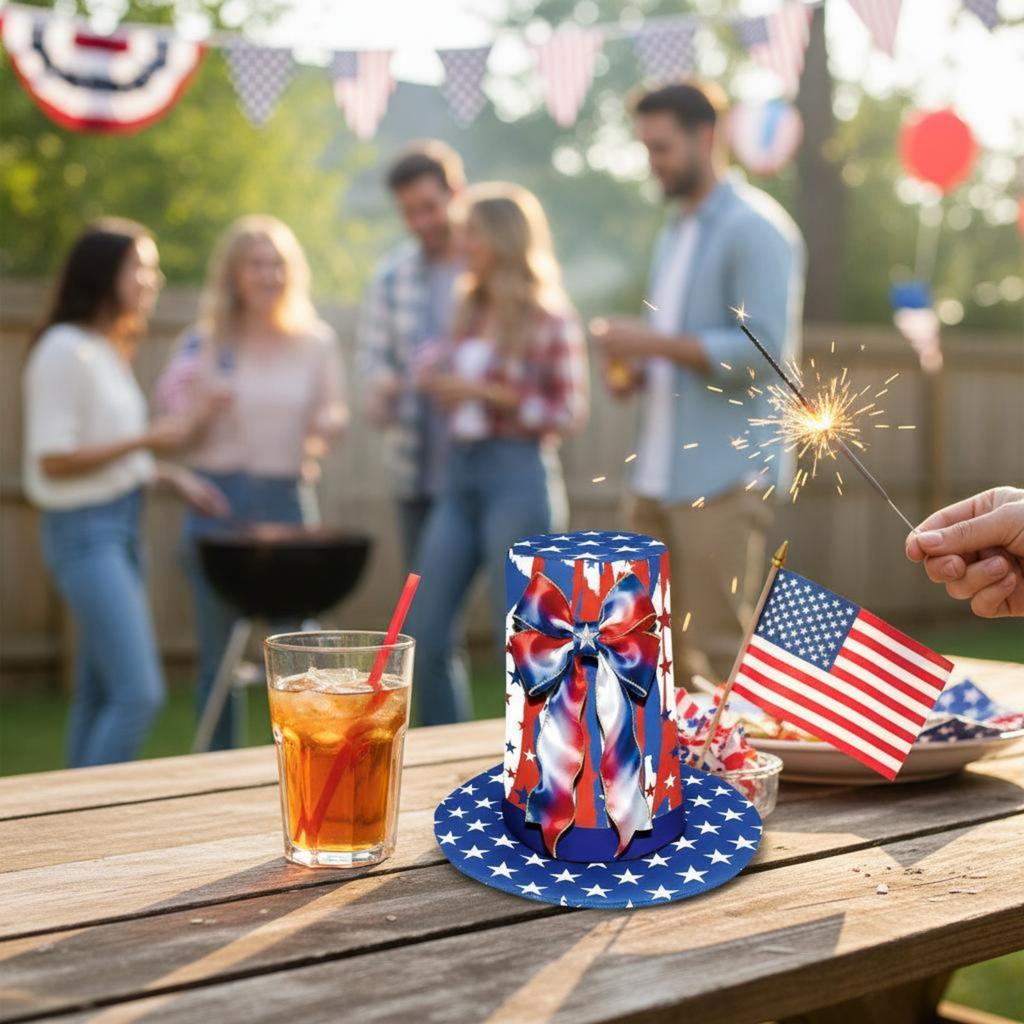 Independence Day Hat Comfortable United States Flag Tall Hat Costume Accessory Breathable Sponge Material for Adults, Parties