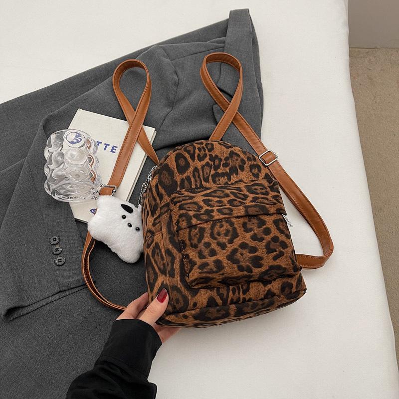 Мини-рюкзак с леопардовым принтом, модный, универсальный, для кампуса, отдыха, поездок на работу, косая сумка-трансформер для женщин