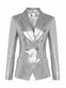 Classy Genuine Lambskin Leather Handmade Women's Silver Blazer Designer Formal Party