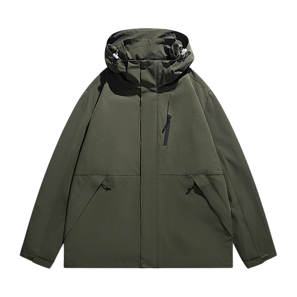 Мужская однотонная куртка Куртка в стиле легкой рабочей одежды Мужская модная спортивно-повседневная куртка с капюшоном