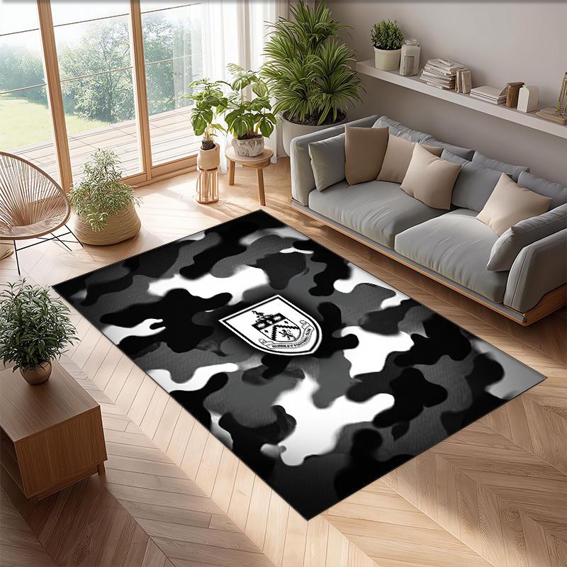 Burnley Football Print Crystal Velvet Rug, Comfortable Water Absorbent Non Slip Indoor Floor Carpet