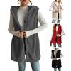Women's Sleeveless Hoodie Coat Button Down Faux Fur Fuzzy Coat Oversized Textured Hooded Vest Fall Outerwear