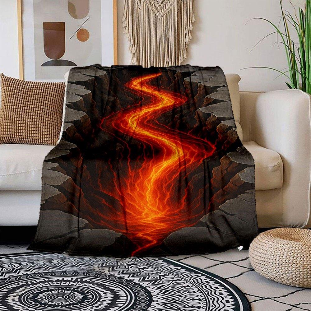 Volcanic Lava Flow Wall Art PrintBlanket Flannel Throw Blanket for Sofa, Bed, Travel, Camping, Office, Couch, Chair, And Bed Gift for Christ