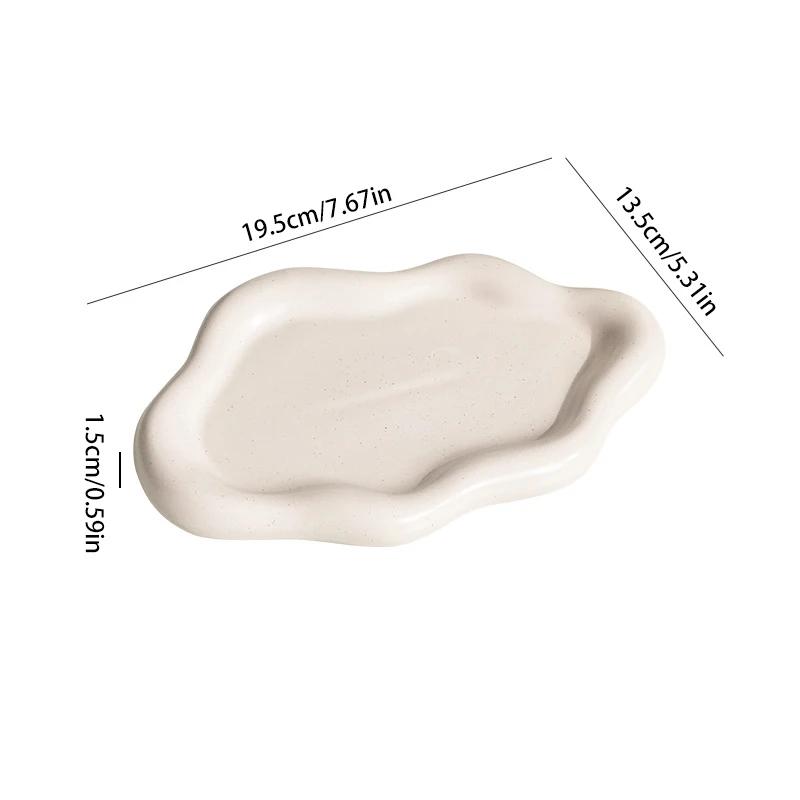 Cloud Shape Ceramic Jewelry Tray INS Style Trinket Dish Decorative Storage Plate for Rings Earrings Home Tabletop Birthday Gift