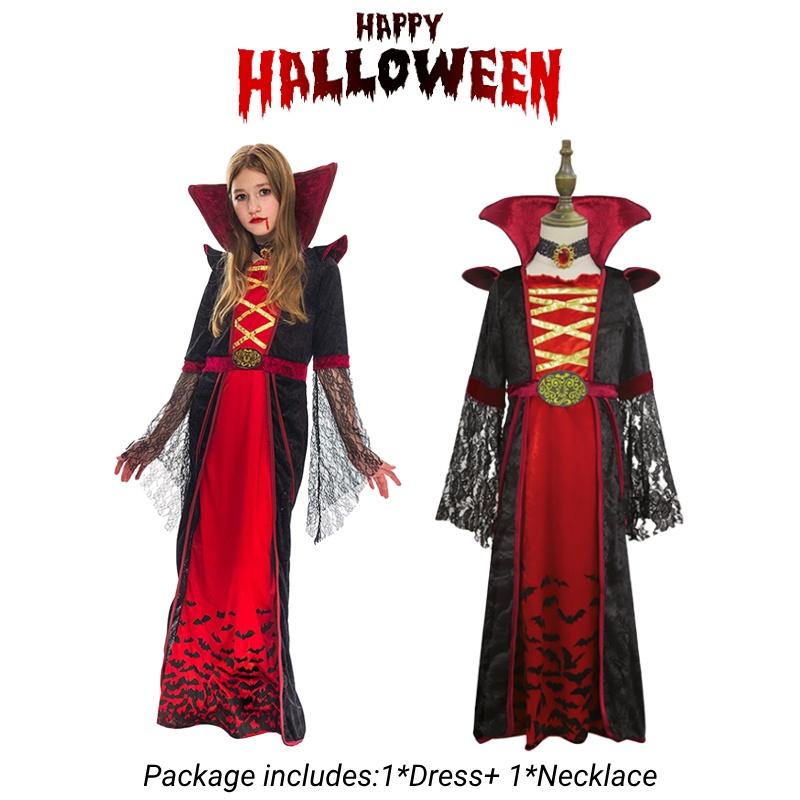 Girls Halloween Vampire Costume Spooky Cosplay Outfit For Dance
