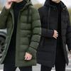 Мужская зимняя теплая длинная верхняя одежда с капюшоном, утепленная куртка средней длины с капюшоном, мужское теплое пальто, зимняя куртка-пуховик, модная парка, пальто