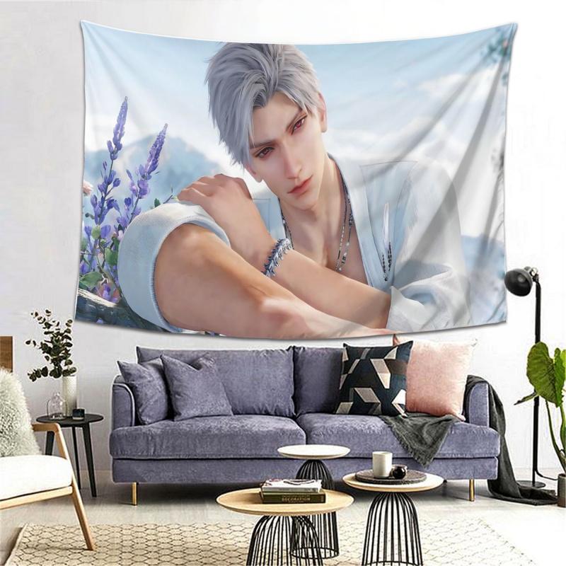 VIKAMA Silver Hair Male God Tapestry Healing Series Beautiful Male Living Room Decoration Room Decoration Home Decoration