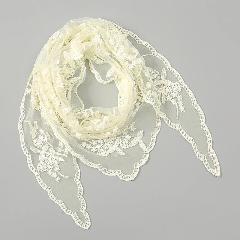 Women Retro Lace Triangle Scarf Hair Bands Vintage Triangular Headscarf Elegant Headwear Solid Color Ramadan Handkerchief