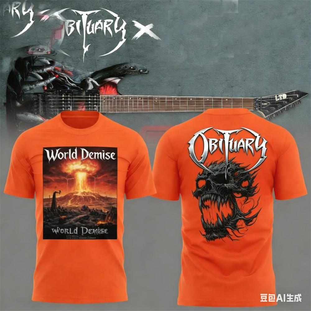 Summer men's T-shirt New Rock Obituary Band skulls Print T-shirt Men Women Fashion Oversized Short Sleeve Tshirt Graphic T-shirt